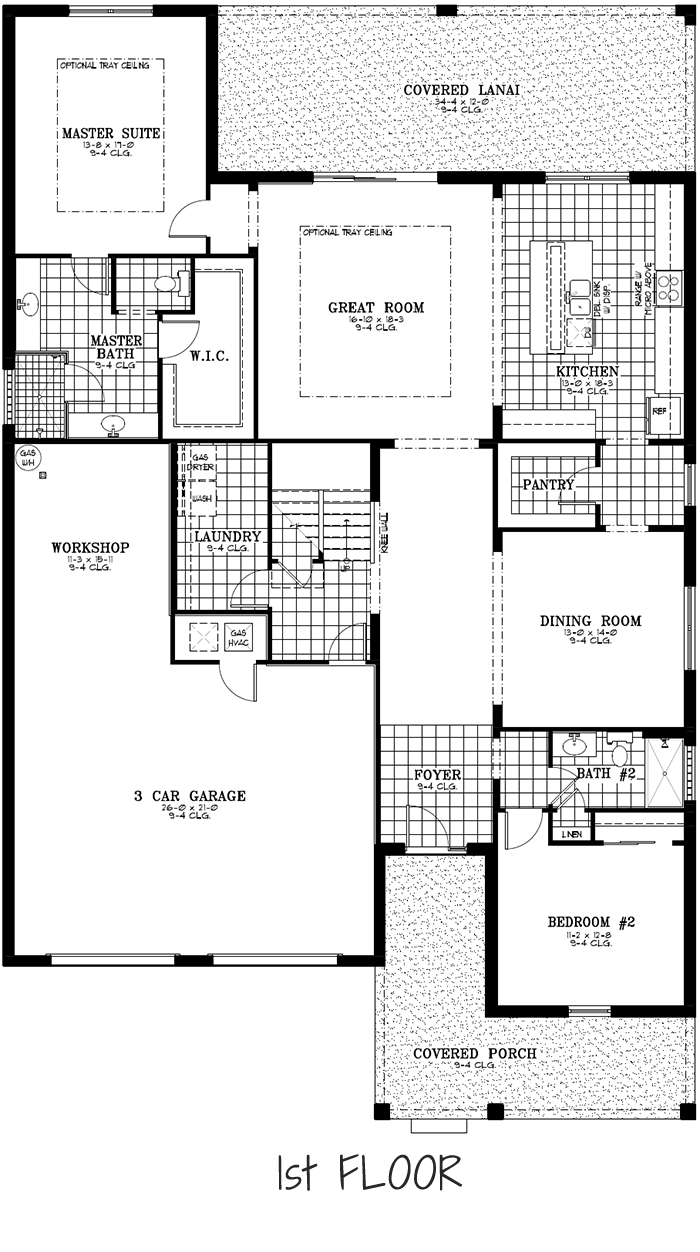 Calesa Township Floor Plans Ocala FL - Jasmine Home Model 1st Floor