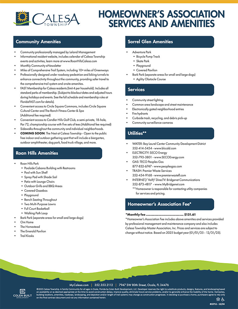 2025 Calesa Township Community Service Fee