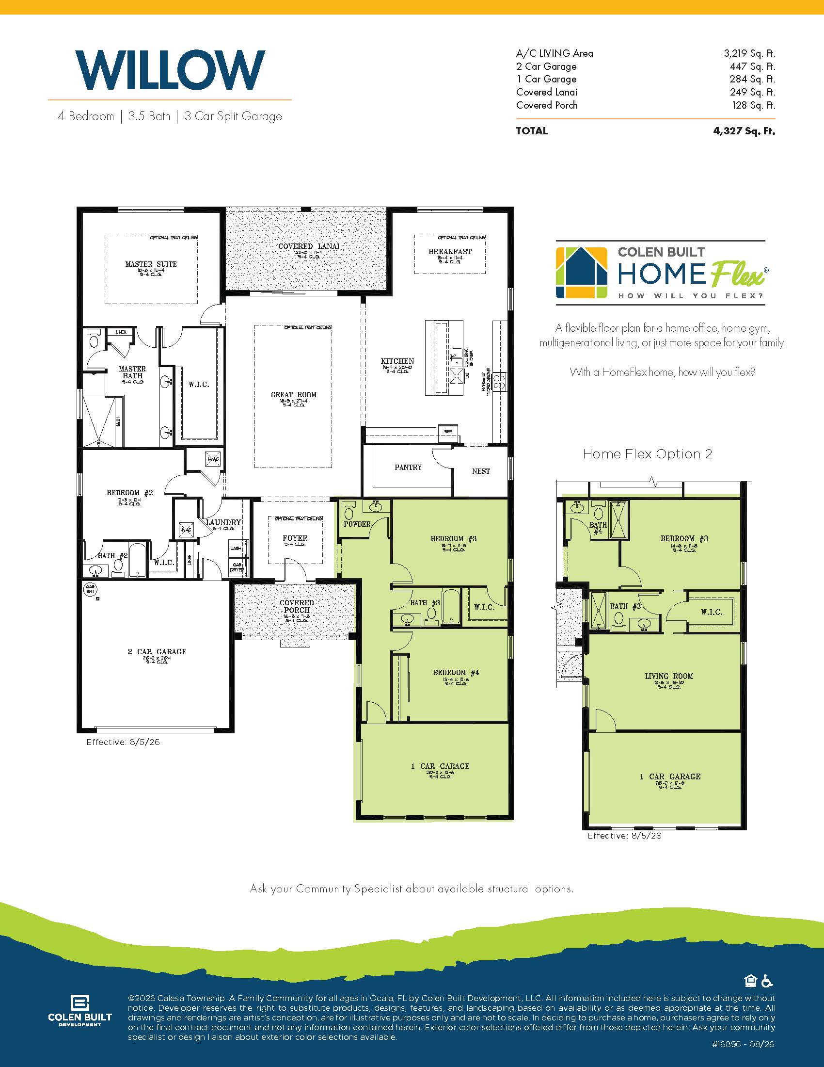 WillowJPEG_Page_2 Willow Floorplan as of August, 2026. Calesa Township.